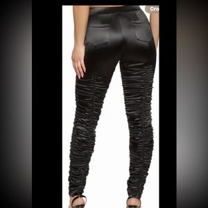 Women’s Black Satin Stacked Pants. NEW! Size Medium